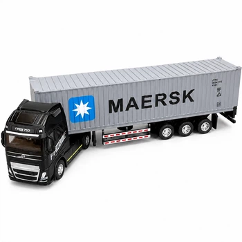 Игрушечная металлическая фура-контейнероз Volvo FH16 31 см инерционный грузовик с контейнером, светом и звуком, детский трейлер