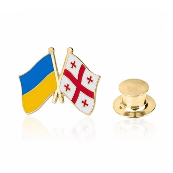 Значок-пин BROCHE брошь Флаги Украина-Грузия разноцветный BRGV115485