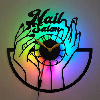 Годинник для nail salon з LED підсвіткою, декор для манікюрного салону, годинник для nail technician, годинник для майстра манікюру, welcome gift для салону краси