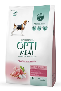 Сухой корм OptiMeal Adult Dog Medium Breed Turkey для собак средних пород с индейкой 4кг