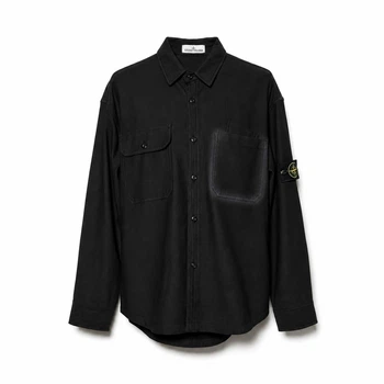 Мужская рубашка в стиле Stone Island Stretch Velvet Overshirt черная размер L (SI11004.2L)