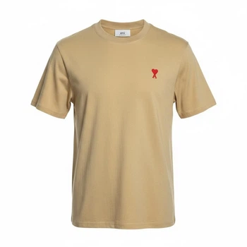 Мужская футболка AMI Paris Ami De Coeur Classic Fit T-Shirt бежевая, размер L (AP12001.5L)
