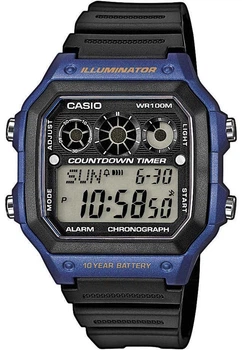 Мужские часы Casio AE-1300WH-2A синие мировое время (AE-1300WH-2A)