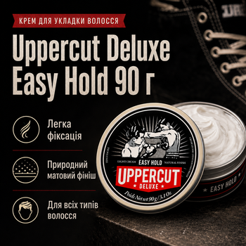 Крем для укладки волос Uppercut Deluxe Easy Hold 90 г легкая фиксация матовый финиш водная основа стайлинг для мужчин