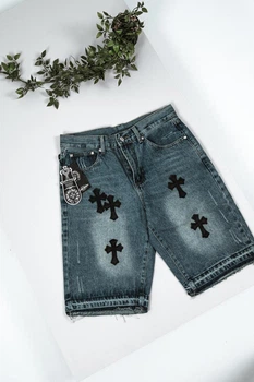 Мужские джинсовые шорты ChromeHearts Синие 36
