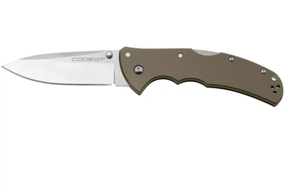 Ніж складаний Cold Steel Code 4 Spear Point, замок Tri-Ad Lock, лезо Plain Satin S35VN, руківя Gray Aluminium, Тайвань, CS-58PS