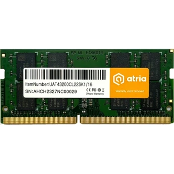 Модуль пам'яті для ноутбука SoDIMM DDR4 16GB 3200 MHz ATRIA (UAT43200CL22SK1/16)