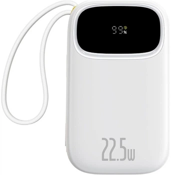 УМБ Baseus EnerFill FC31 Digital Display With 2 Built-In Cables 20000 mAh 22.5W PD Moon White (P10082107213-00)