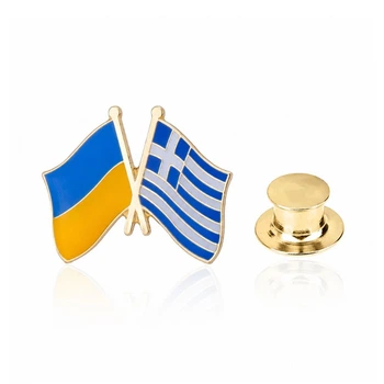 Значок BROCHE брошь бижутерия Флаги Украина-Греция BRGV115184