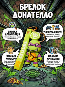 Брелок Черепашки Ніндзя Донателло Donatello Ninja Turtles на рюкзак, ключі 6 см