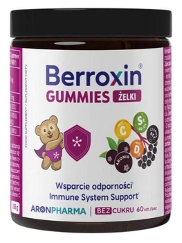Suplement diety AronPharma Berroxin Gummies zelki pektynowe na odpornosc o smaku czarnego bzu i aronii 60 szt (5904501363006)