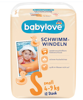 Підгузки для плавання Babylove розмір S, 4-9 кг, 12 шт.