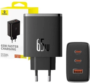 Сетевое зарядное устройство 65W Baseus Cube Pro 65W GaN5 2xType-C/USB черный (P10152301113-00)