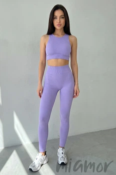 Леггинсы в рубчик с пуш-апом эффектом INSECRET Leggings RIBBED Push-Up PURPLE ROSE S/M Фиолетовые