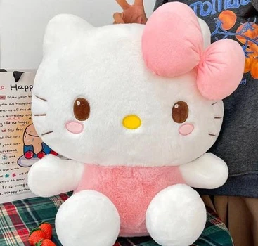 Мягкая игрушка Hello Kitty, большая плюшевая Хэллоуина Китти с розовым бантом 35 см