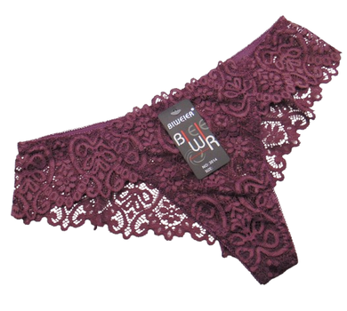 Кружевные трусики бразилиана 2XL сливовые Biweier 3014