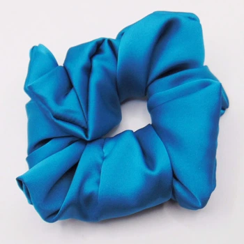 Большая шелковая резинка для волос 12 см бирюзовая Handmade 335