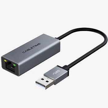 Мережевий адаптер Cabletime USB 100Mbps Ethernet, 0.15m,Космічний сірий (CB52G)
