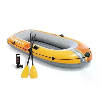 Надувная лодка Intex 66312 Challenger 2 Set оранжевая двухместная до 200 кг виниловая 3-х камерная с веслами и ручным насосом 236х114х41 см (9-163-66312)