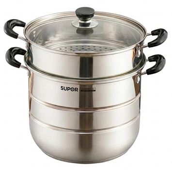 SUPOR Good Helper з нержавіючої сталі 304 з двошаровою основою 26 см, пароварка, каструля для супу, пароварка SZ26B5