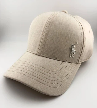 Кепка Бейсболка POLO Летняя из Натурального Льна, Бежевая (Мужская / Женская) размер M (57-58 см)