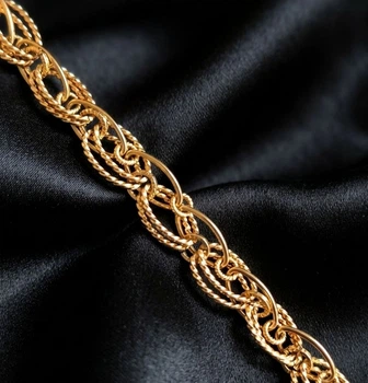 Браслет жіночий золотистий Xuping Jewelry з плетінням «Бісмарк» покриття 18к 18см