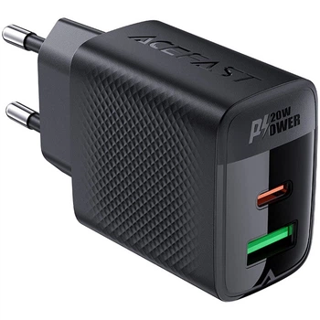 Зарядне мережеве ACEFAST A78 PD20W GaN Type-C/USB для пристроїв швидке МЗП Чорний