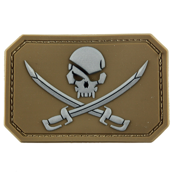 Нашивка MiL-tec Пиратский флаг 3D резиновая на липучке койот 5,5*7,5 см (16832219)