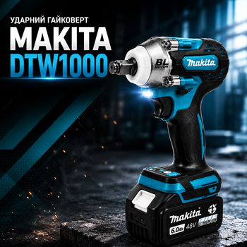 Бесщеточный ударный гайковерт Makita DTW1000 / 1000Hm (48 В, 6 Ач)