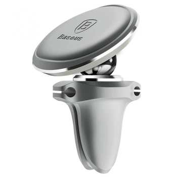 Автомобильный держатель Baseus Magnetic Air Vent Car Mount With Cable Clip Silver