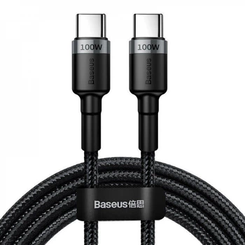 Кабель Baseus Cafule Flash Charging Type-C to Type-C PD 2.0 100W (2m) — серый / черный (CATKLF-ALG1)