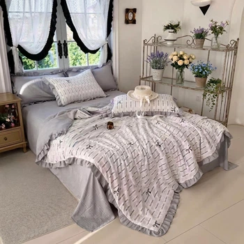 Комплект літньої постільної білизни Colorful Home муслін жатка з літньою ковдрою Бантики 200х230 см