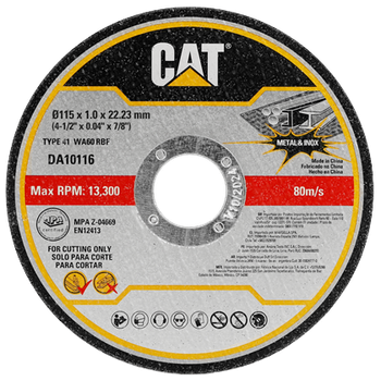 Диск для різання металу CAT DA10115 115 x 22.2 мм 10 шт (6943475896317)