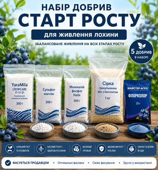 Набір добрив " Старт росту" для живлення лохини ( власне фасування)