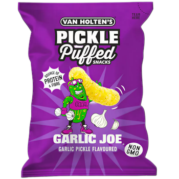 Снеки Van Holten’s Pickle Puffed Snacks Garlic Joe со вкусом маринованного огурца и чеснока 90 г