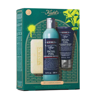Zestaw pielęgnacyjny Kiehl’s Men's Morning Reboot Środek do mycia twarzy Facial Fuel 250 ml + Krem nawilżający Facial Fuel 75 ml + Peeling-mydło do ciała Ultimate Man 90 g (3605972931252)