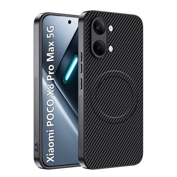 Чохол Carbon Shield with Ring для Xiaomi Poco X8 Pro Max з підтримкою бездротової зарядки black