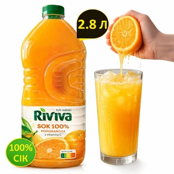 Сік Апельсиновий натуральний 100% сік (з додаванням вітаміну С) Riviva Sok 100% 2.8 л