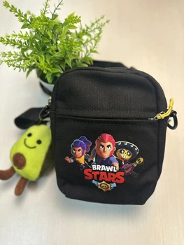 Сумка через плече дитяча месенджер Brawl Stars Бравл Старс подарунок для хлопчика дівчинки підлітка з брелком Авокадо чорний (AN)34618