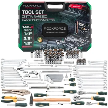 Набор инструментов 142+2 предмета 1/2", 3/8", 1/4" (6гр, 12гр) Rockforce RF-41421+2