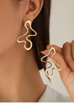 Серьги женские массивные неправильной формы Fashion Jewelry Золотистые 15208