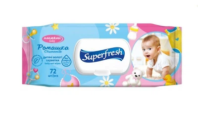 Детские влажные салфетки Superfresh Baby chamomile с клапаном 72 шт.