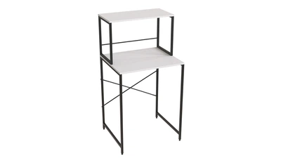 Стеллаж полка Бафрум 402 Ferrum-decor для стиральной машины 133,5x70,5x60,5 Черный металл ДСП Белый 16 мм (BED40206)