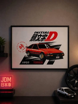 Постер в рамці, плакат 30х40см Toyota Trueno AE86 Initial D скло