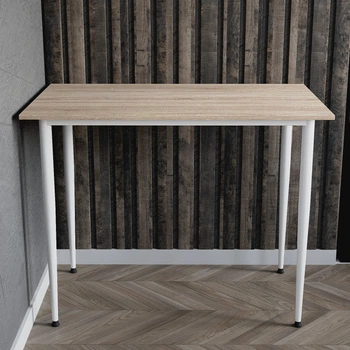 Стол универсальный Prime Ferrum-decor 750x1400x700 Белый металл ДСП Дуб Сонома 16 мм (PRAIME54)