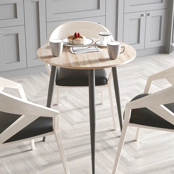 Стол круглый OPTIMA 3 ноги на конус Ferrum-decor 750x670x670 Черный металл ДСП Дуб Сан-Марино 16 мм (OPTIM3002)