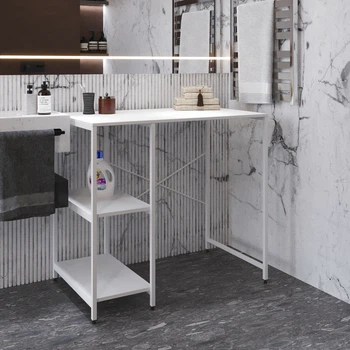 Стеллаж полка Бафрум 405 Ferrum-decor для стиральной машины 90x101x60,5 Белый металл ДСП Белый 16 мм (BED40514)