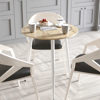 Стіл круглий OPTIMA 3 ноги на конус Ferrum-decor 750x670x670 Білий метал ДСП Дуб Артезіан 16 мм (OPTIM3014)