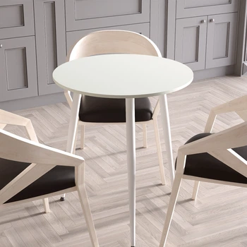 Стіл круглий OPTIMA 3 ноги на конус Ferrum-decor 750x670x670 Білий метал ДСП Кашемір 16 мм (OPTIM3309)