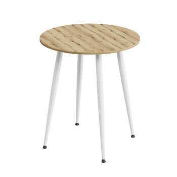 Стол круглый OPTIMA 4 ноги на конус Ferrum-decor 750x670x670 Белый металл ДСП Дуб Евок Прибрежный 16 мм (OPTIM4407)